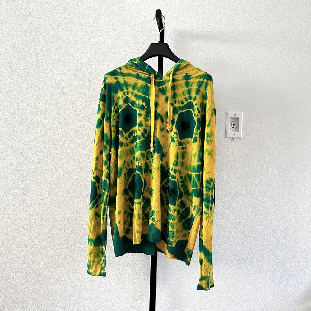 Happy Sheep Silk/Cashmere Sweater Hoodie in Green/Yellow, Size , New with Tag